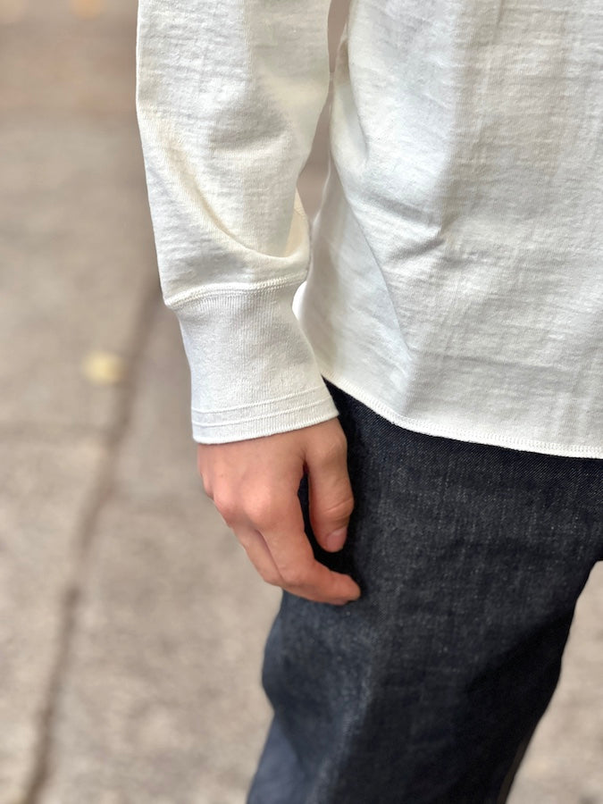 GLAD HAND & Co. - ROYAL CLASS - R-07 - Henry Long Sleeve T-Shirt - Loopwheeled - 100% U.S.A. Cotton - White