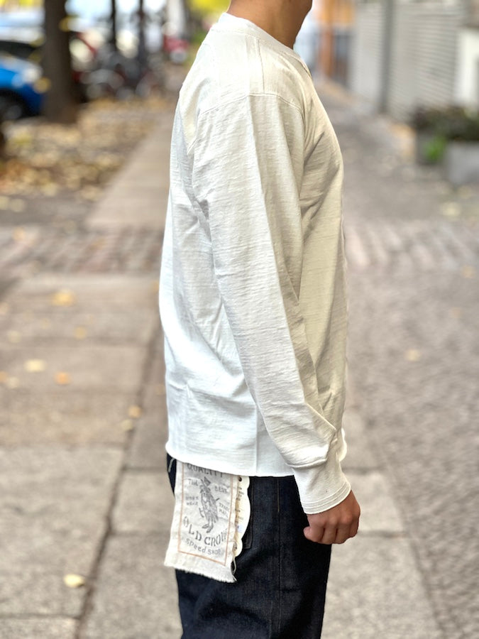 GLAD HAND & Co. - ROYAL CLASS - R-07 - Henry Long Sleeve T-Shirt - Loopwheeled - 100% U.S.A. Cotton - White