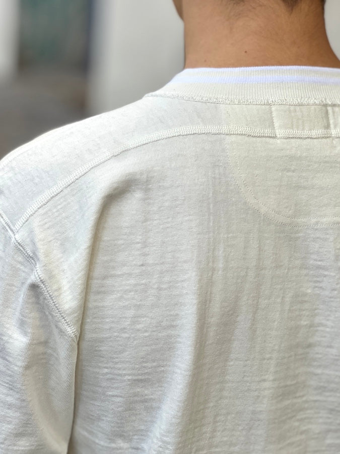 GLAD HAND & Co. - ROYAL CLASS - R-07 - Henry Long Sleeve T-Shirt - Loopwheeled - 100% U.S.A. Cotton - White