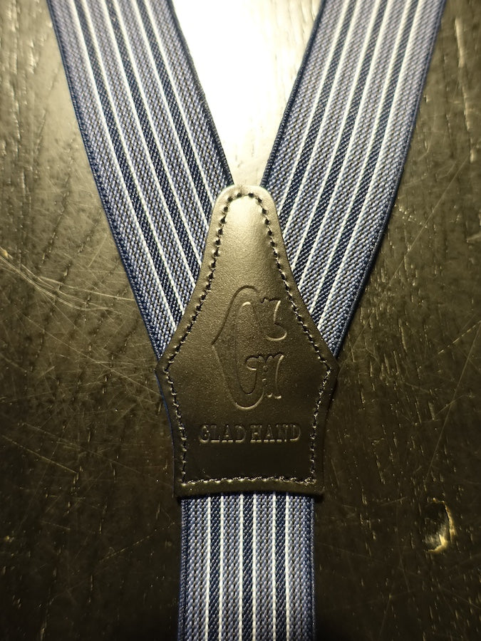 GLAD HAND & Co. - Suspender with embossed leather patch and loops - Navy