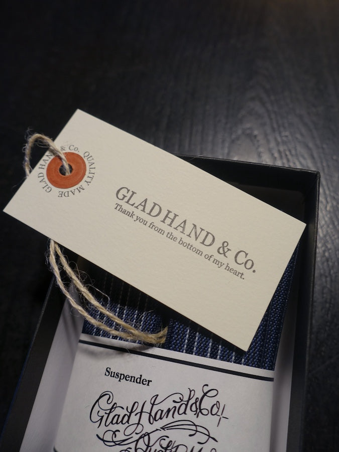 GLAD HAND & Co. - Suspender with embossed leather patch and loops - Navy