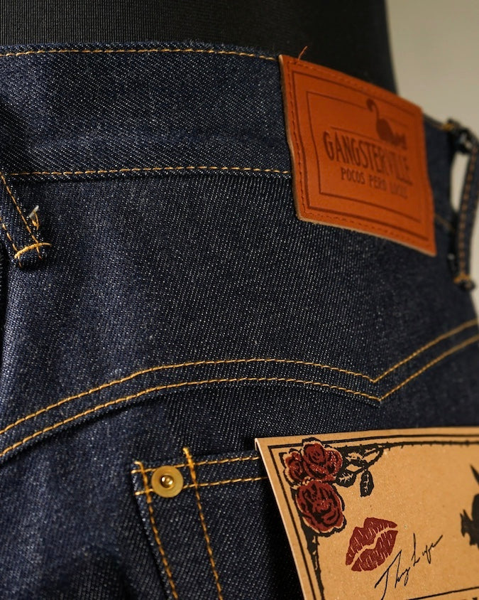 GANGSTERVILLE by Glad Hand & Co. - THUG WIDE DENIM - 12oz Selvedge Denim Pants - Black