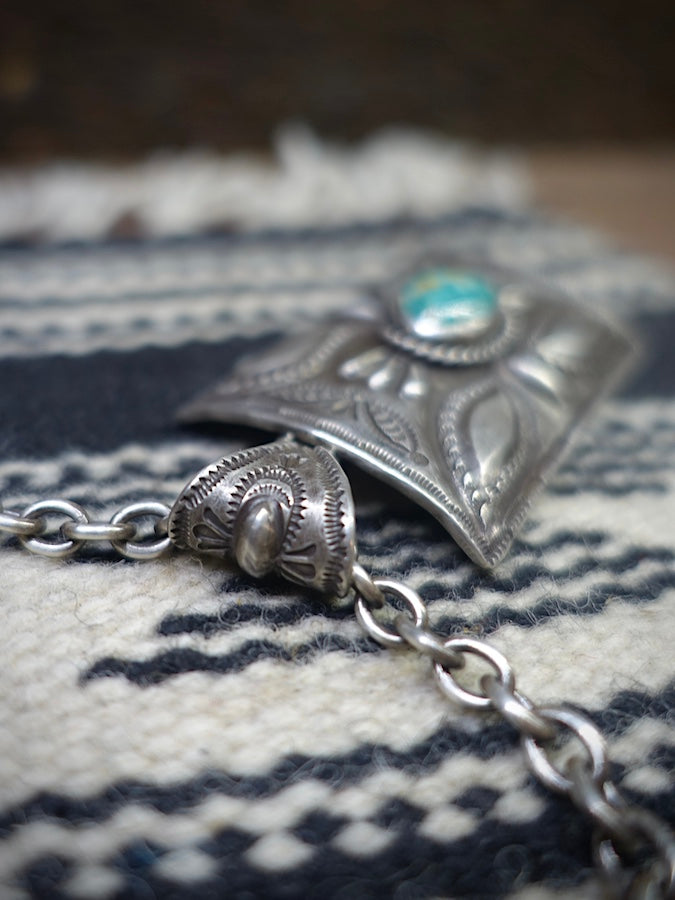 HOZHO - Ketoh T 1 - Plant - Silver Pendant with large Natural Fox Turquoise