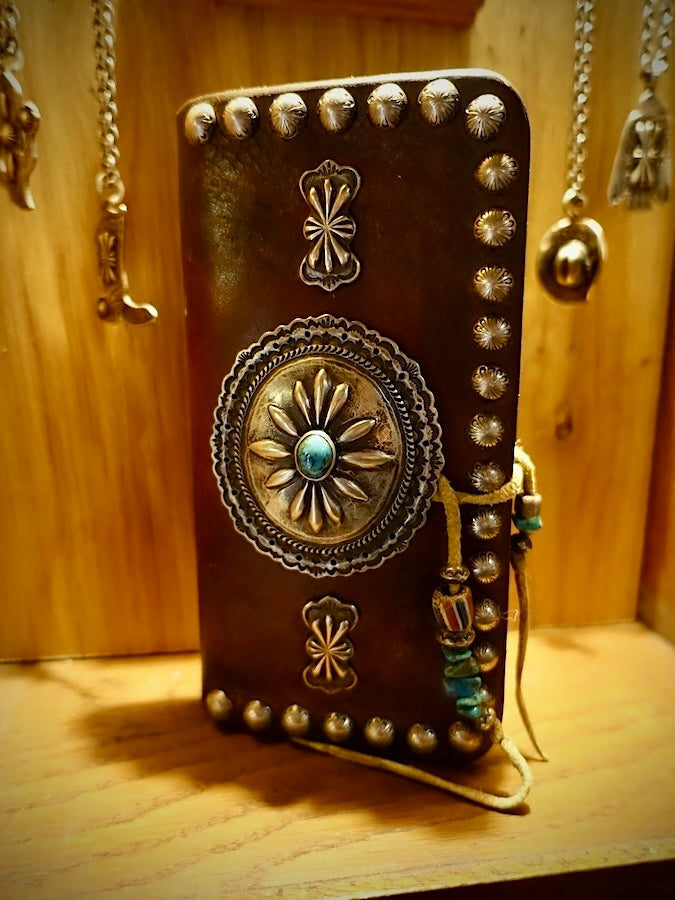 HOZHO - Concho - Leather Wallet - Turquoise