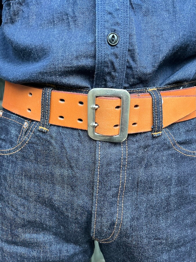 Dry Bones Belt - Dual Prong - Steer Hide Leather - Tan