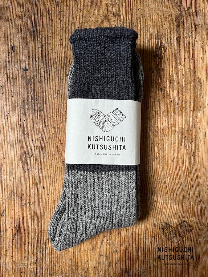BOSTON - WOOL COTTON SLAB SOCKS - CHARCOAL