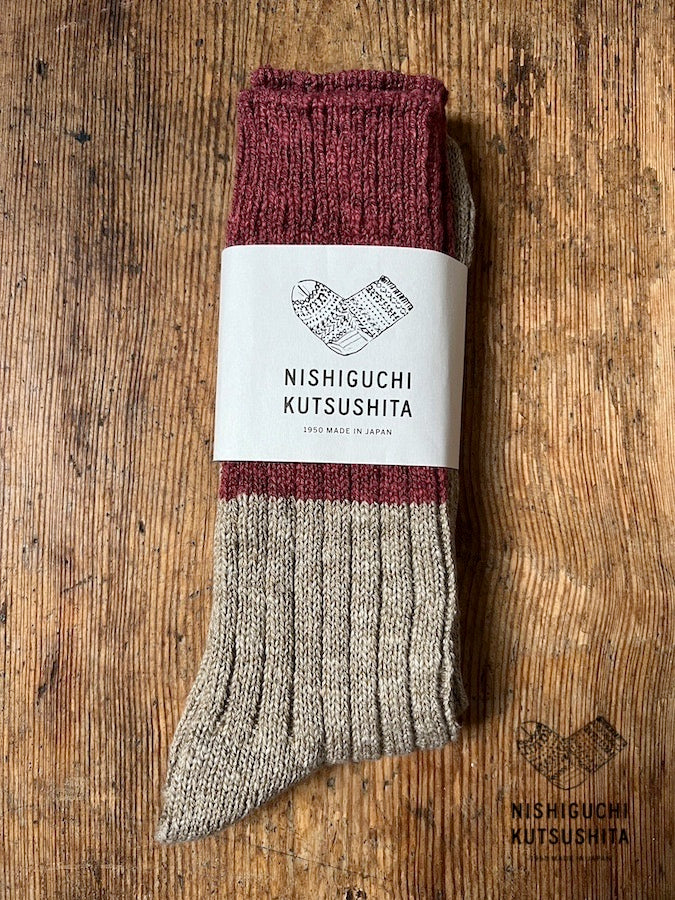 BOSTON - WOOL COTTON SLAB SOCKS - RED