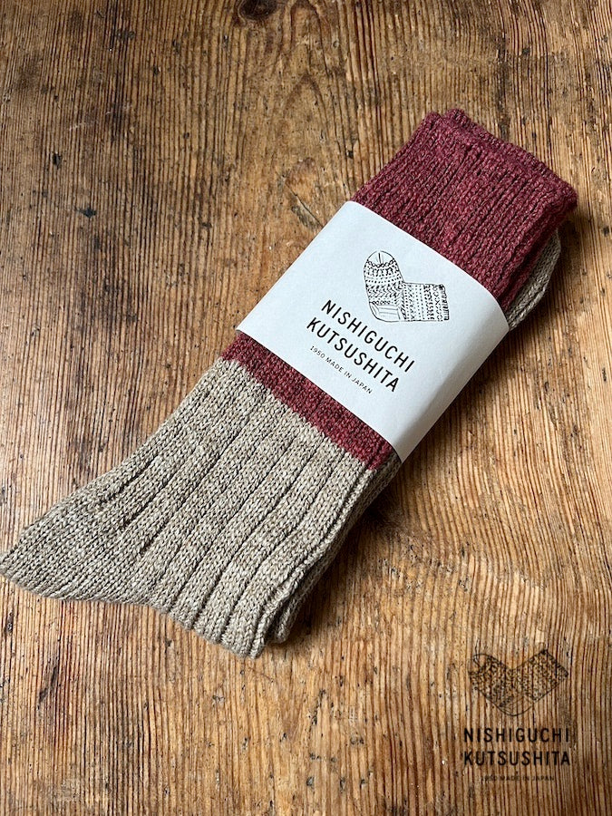 BOSTON - WOOL COTTON SLAB SOCKS - RED
