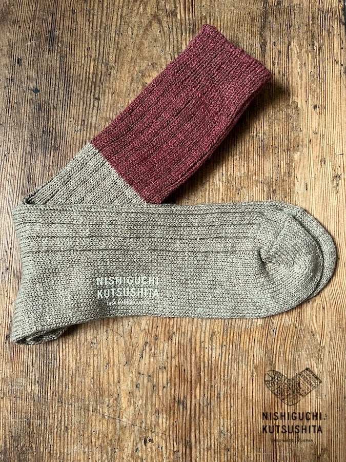 BOSTON - WOOL COTTON SLAB SOCKS - RED
