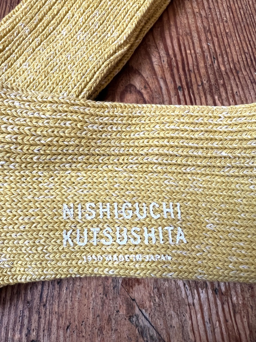 NISHIGUCHI KUTSUSHITA - HEMP COTTON RIBBED SOCKS - VINTAGE YELLOW