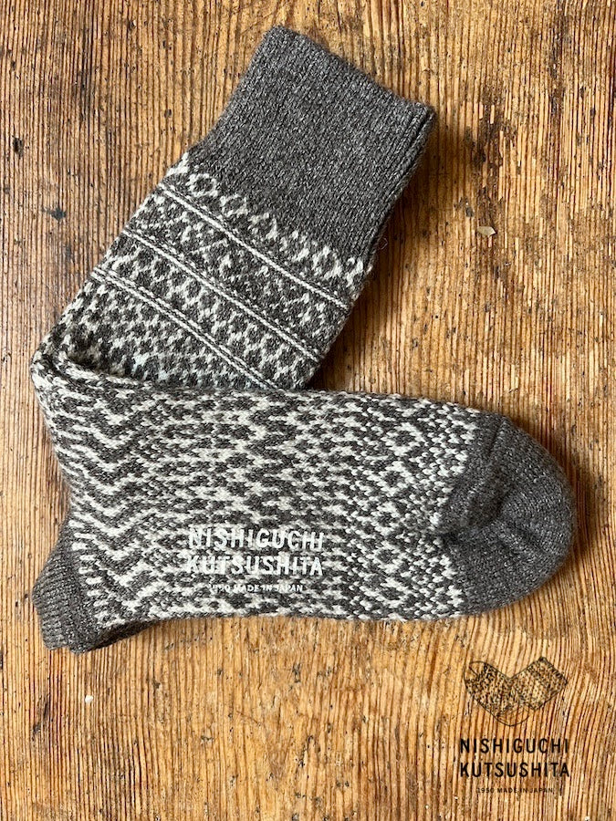 OSLO - WOOL JACQUARD SOCKS **New Color** GRAY