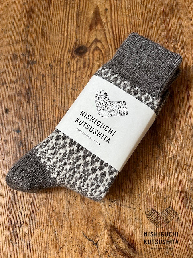 OSLO - WOOL JACQUARD SOCKS **New Color** GRAY