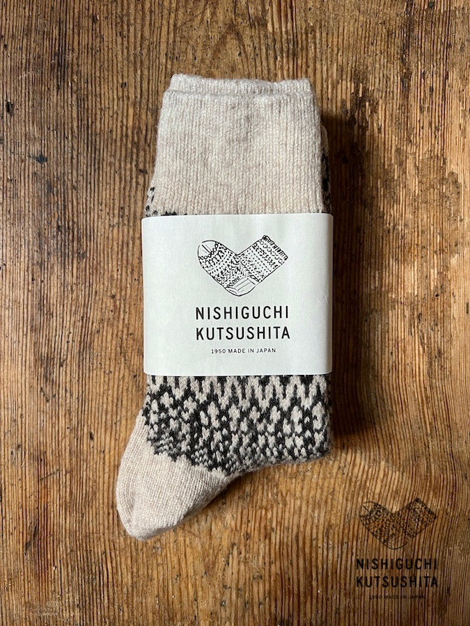 OSLO - WOOL JACQUARD SOCKS - OATMEAL