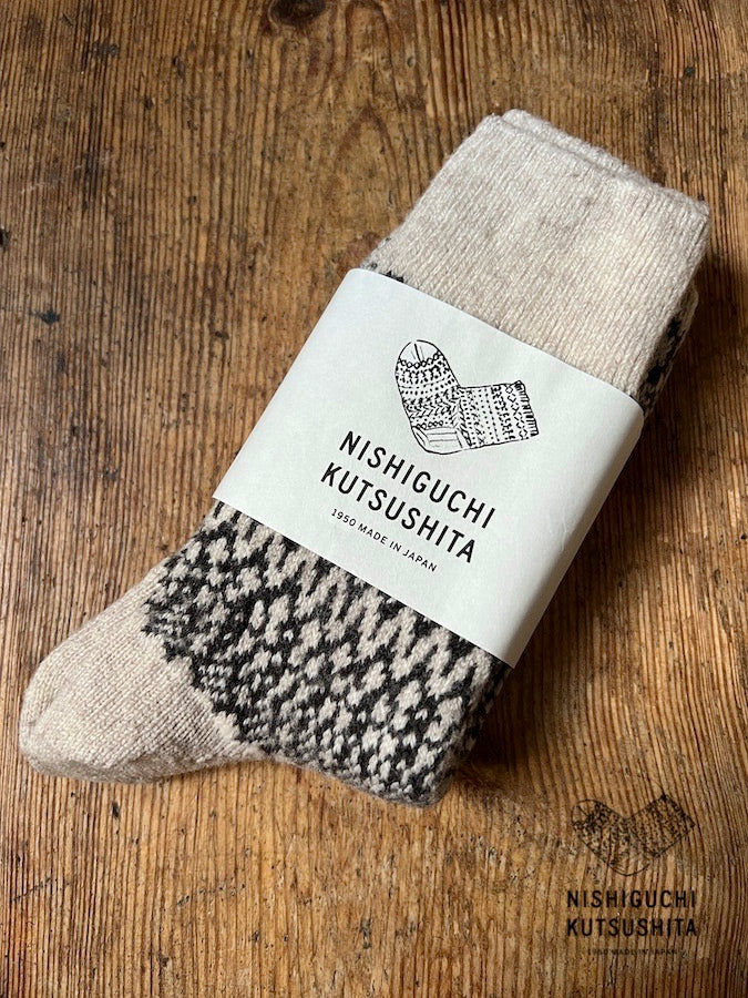 OSLO - WOOL JACQUARD SOCKS - OATMEAL
