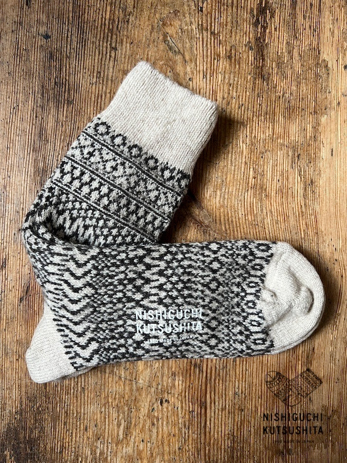 OSLO - WOOL JACQUARD SOCKS - OATMEAL