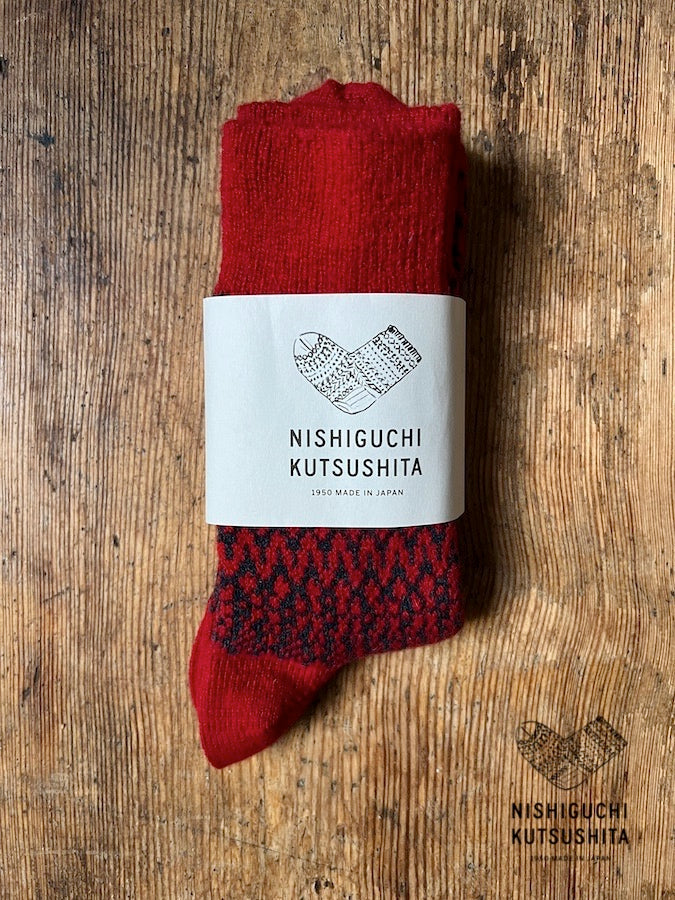 OSLO - WOOL JACQUARD SOCKS - RED