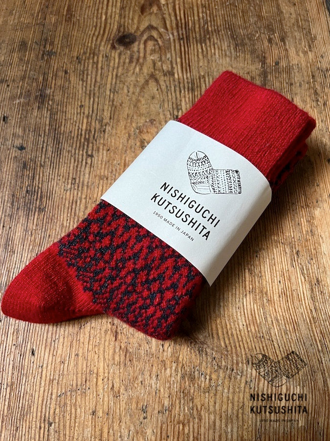 OSLO - WOOL JACQUARD SOCKS - RED