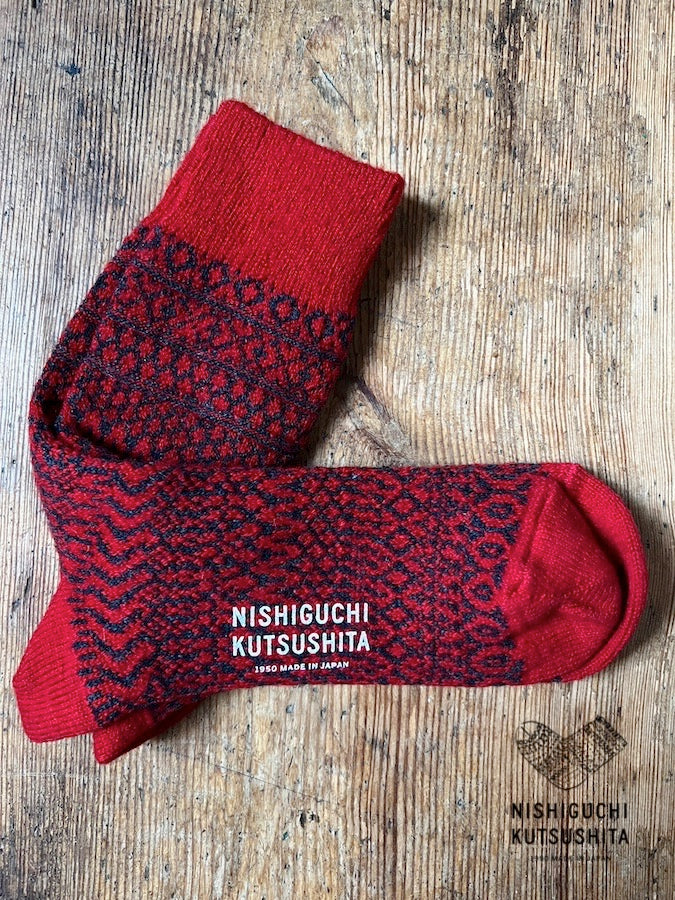 OSLO - WOOL JACQUARD SOCKS - RED