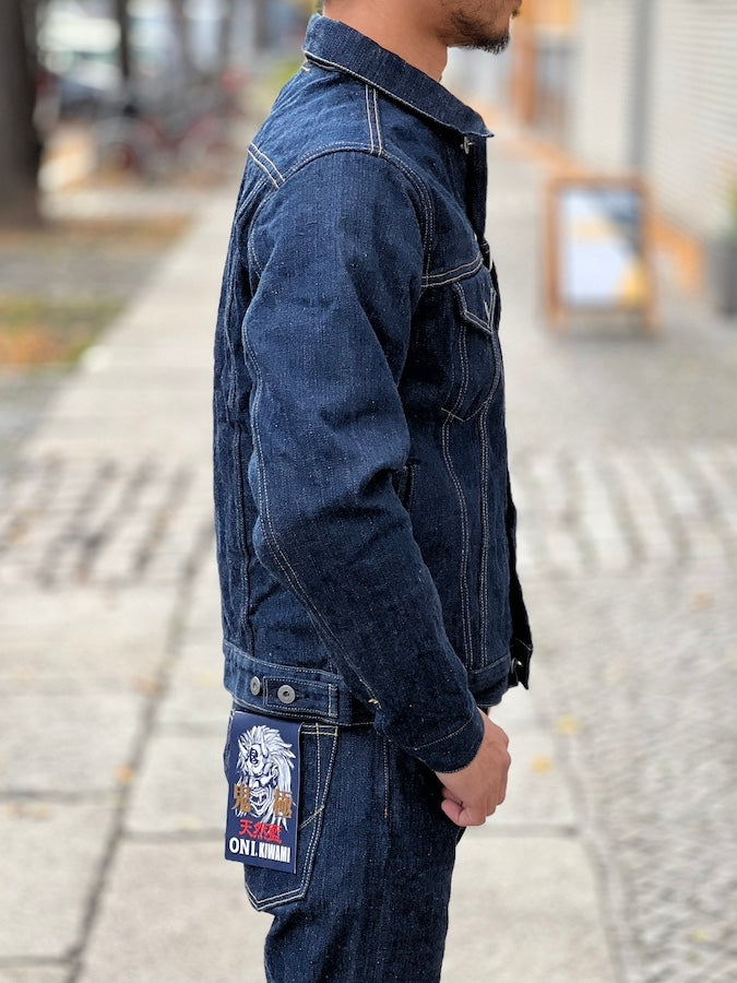 ONI Denim - 02527P - 3rd Type Jacket with side pockets - KIWAMI - NATURAL INDIGO - Rope Dyed - 16oz Selvedge Denim