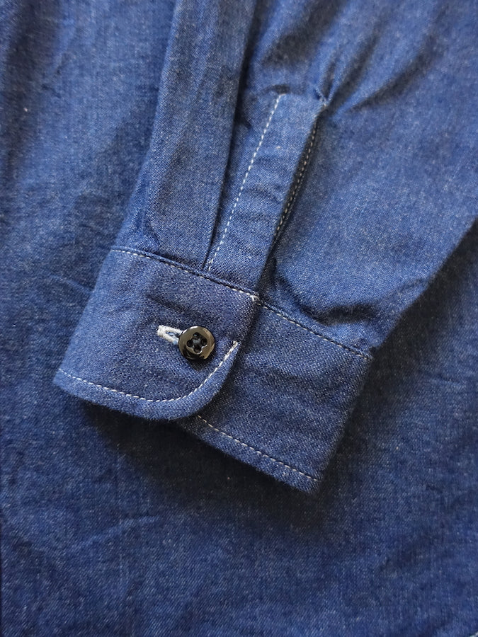 ONI Denim - 02105-IDG - Work Shirt - 10oz YOKONEZU ヨコネズ Denim - Grey Weft Thread