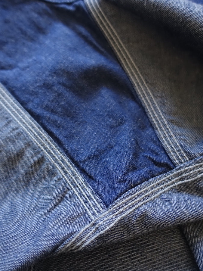 ONI Denim - 02105-IDG - Work Shirt - 10oz YOKONEZU ヨコネズ Denim - Grey Weft Thread