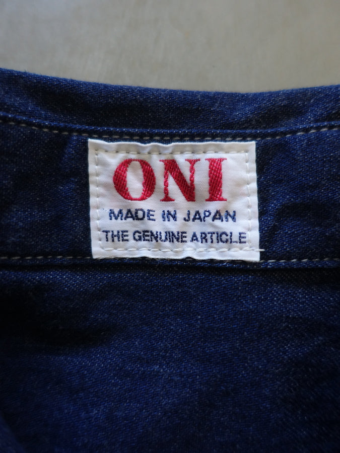ONI Denim - 02105-IDG - Work Shirt - 10oz YOKONEZU ヨコネズ Denim - Grey Weft Thread
