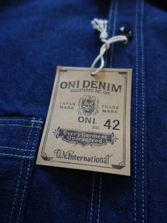 ONI Denim - 02105-IDG - Work Shirt - 10oz YOKONEZU ヨコネズ Denim - Grey Weft Thread