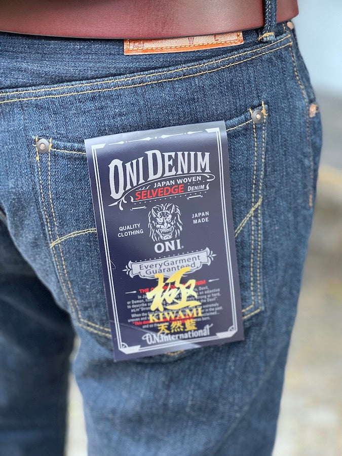 ONI Denim - 510-SHM-KIWAMI "Topping with Beige" - 16oz Natural Indigo Rope Dyed - SEMI-HANDMADE - Neat Straight