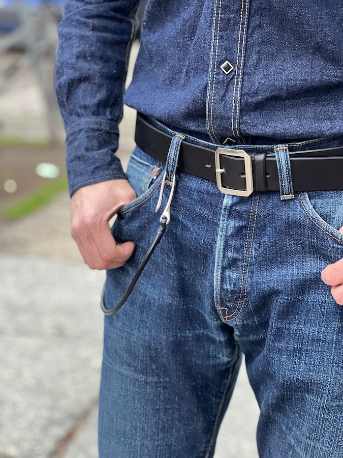 6mm Saddle Leather - Fish Hook - Wallet Rope - Black