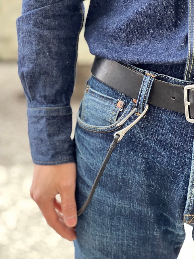 6mm Saddle Leather - Fish Hook - Wallet Rope - Black