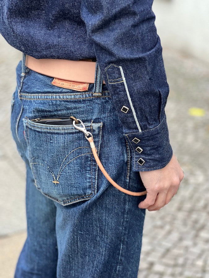 6mm Saddle Leather - Fish Hook - Wallet Rope - Natural