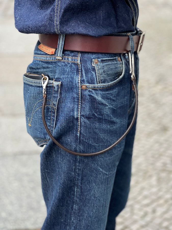 6mm Saddle Leather - Fish Hook - Wallet Rope - Brown