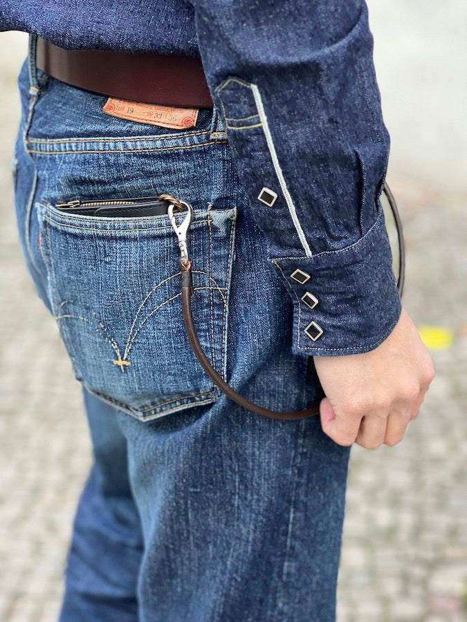 6mm Saddle Leather - Fish Hook - Wallet Rope - Brown