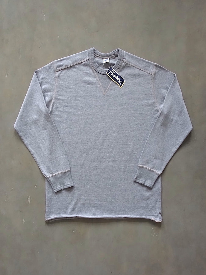 Pherrow's PCT1 - American Casual Sportswear Long Sleeve - Crewneck with "V" on front - 100% Cotton - Grey