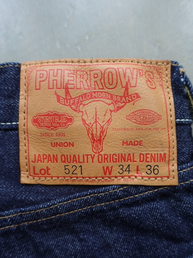 Pherrow's 521SW Jeans - 13.5oz "Yellow & White" Selvedge Denim with vintage details - High Rise - Regular Straight