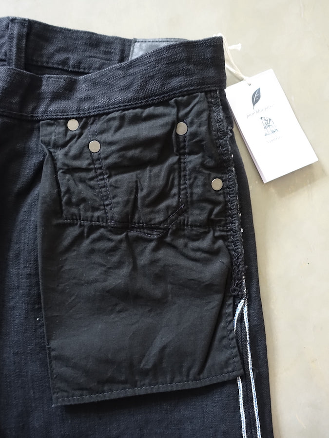Pure Blue Japan - EX-019-BB - 17oz EX Slub - "DOUBLE BLACK" - Extra Slub Selvedge Denim - Relaxed Tapered
