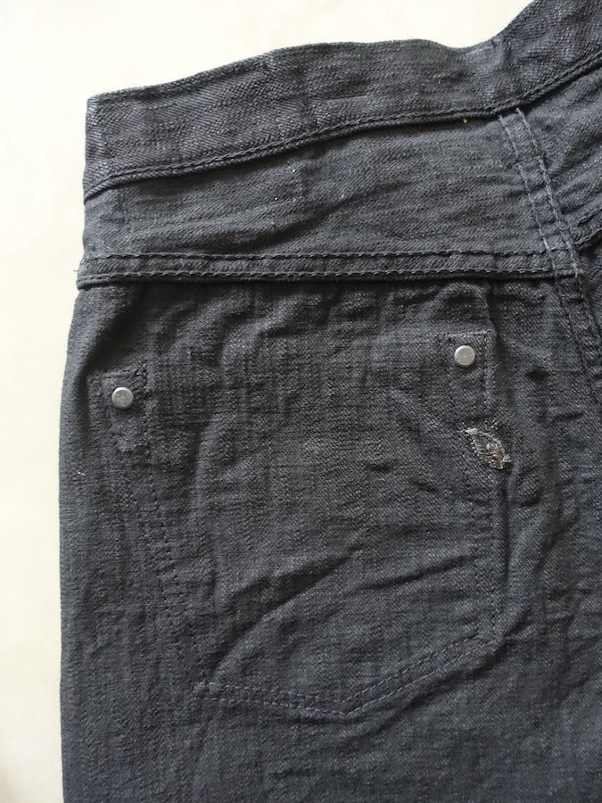 Pure Blue Japan - EX-019-BB - 17oz EX Slub - "DOUBLE BLACK" - Extra Slub Selvedge Denim - Relaxed Tapered