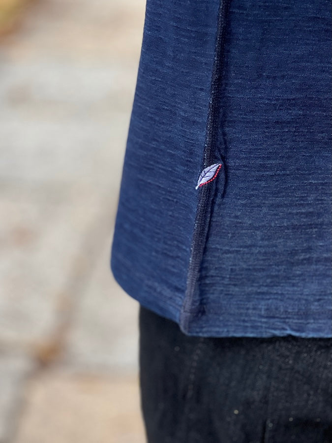 Pure Blue Japan - SS-5396-ID - Ribbed Cuff Henley Neck T-Shirt - Indigo