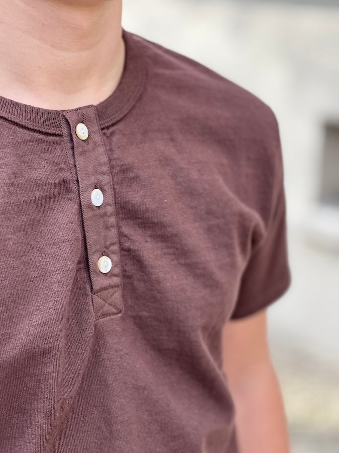 SJST-SC02 - Henley T-Shirt "SAMURAI COTTON PROJECT" - Produced with Samurai's own cotton - KURI DARK