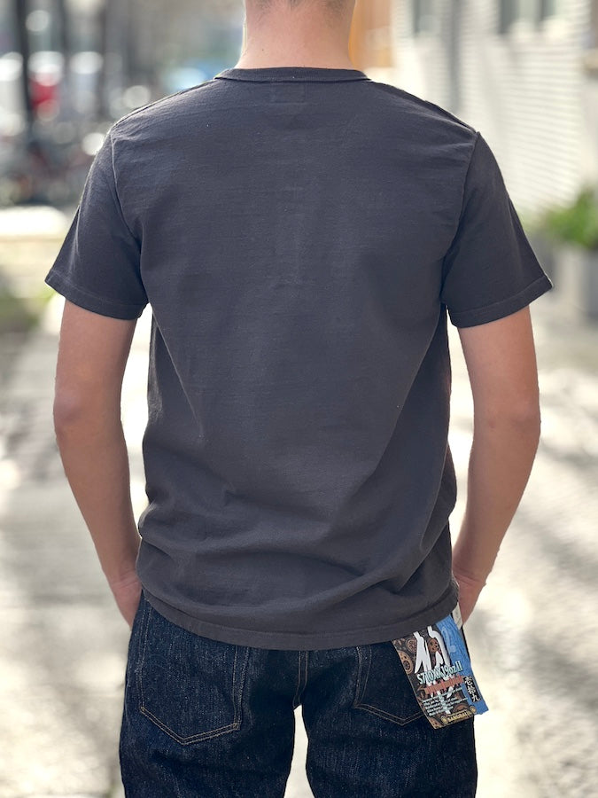 SJST-SC02 - Henley T-Shirt "SAMURAI COTTON PROJECT" - Produced with Samurai's own cotton - KUROMAME - Black Beans Dyeing