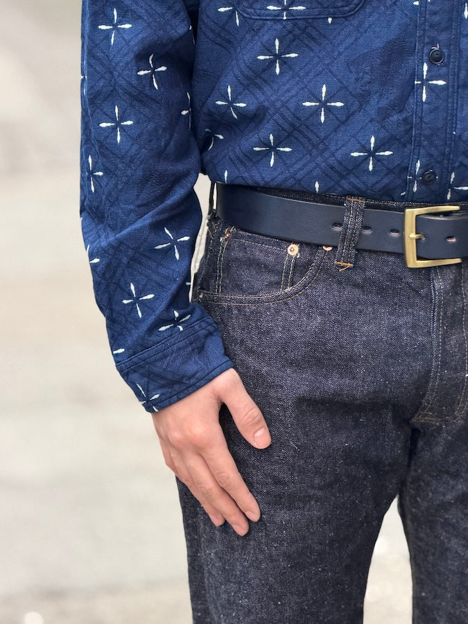 "NARIHIRABISHI" Goldfish Pattern Jacquard Work Shirt