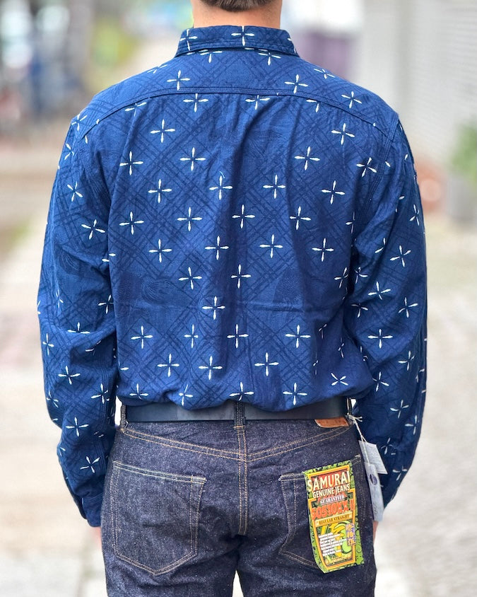 "NARIHIRABISHI" Goldfish Pattern Jacquard Work Shirt