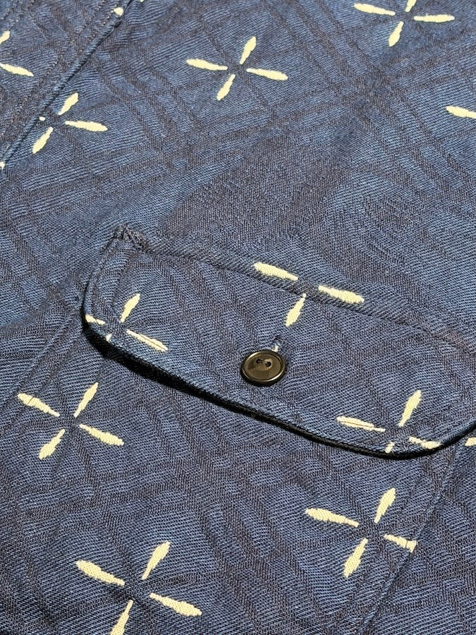 "NARIHIRABISHI" Goldfish Pattern Jacquard Work Shirt