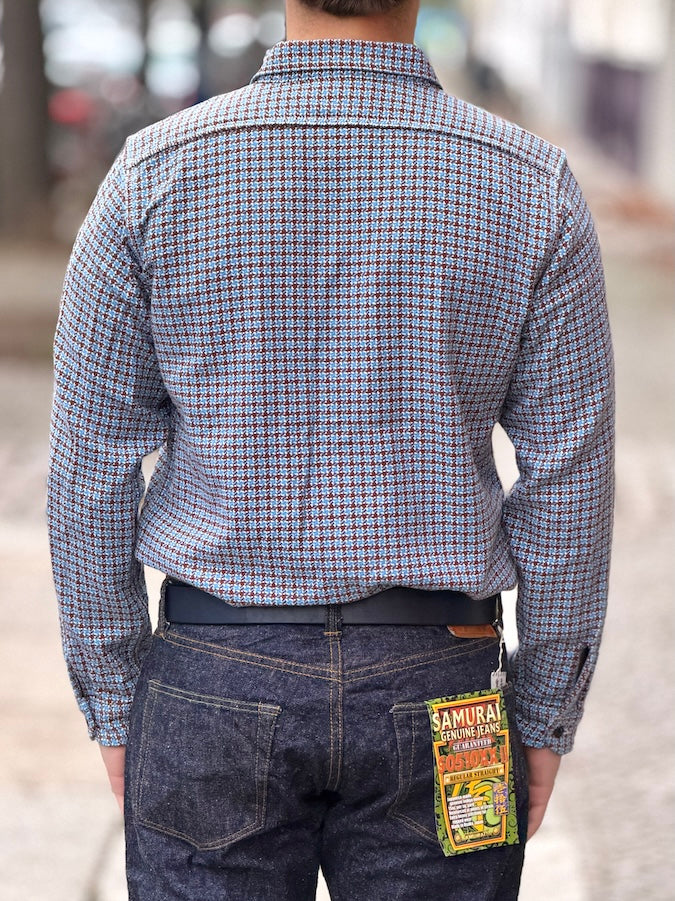 "SASHIKO GINGHAM CHECK" - Natural Indigo Work Shirt
