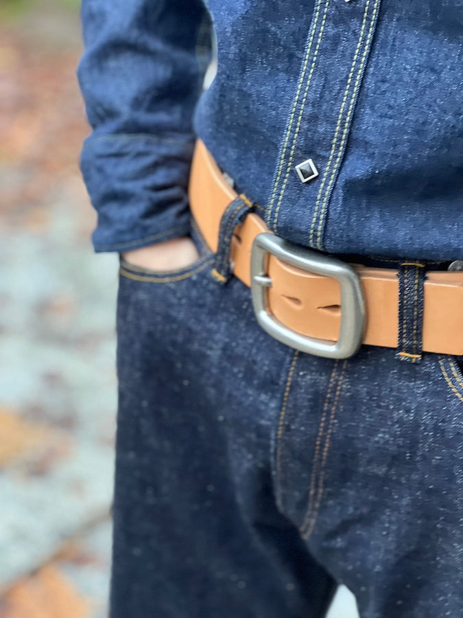 W001 - Super Heavyweight - Curved Leather Belt - Tan - The strongest belt you can get !