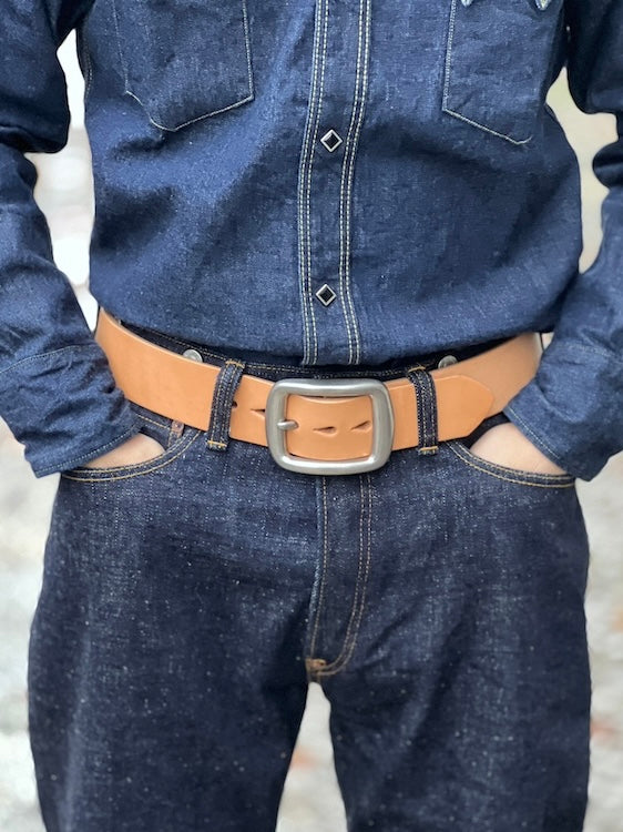 W001 - Super Heavyweight - Curved Leather Belt - Tan - The strongest belt you can get !