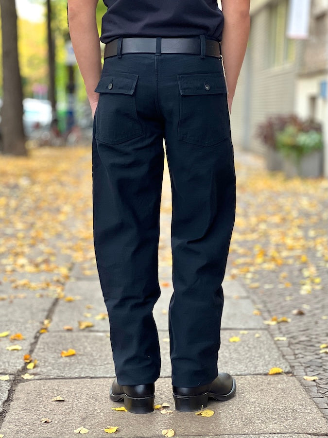 SJ52BK - BLACK BAKER PANTS - 15oz Heavy Back Satin Selvedge- Regular Straight