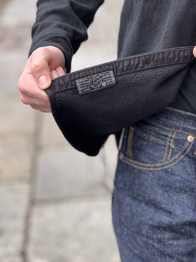 SSN24-01W Heavyweight "BLACK DYED SASHIKO" Flannel Work Shirt