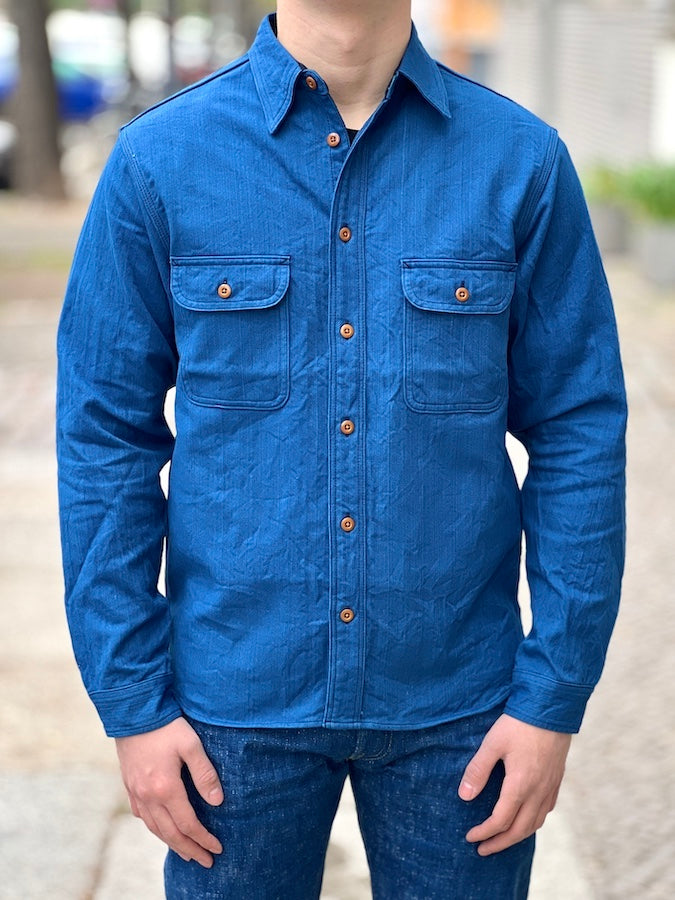 SSS25-AHBW - "ASAGI" Natural Indigo Work Shirt