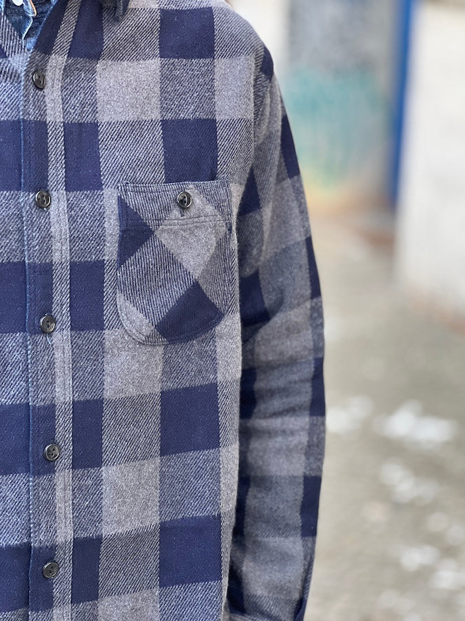 Studio D'Artisan - 5073 - Indigo Rope-dyed Flannel Shirt - Grey